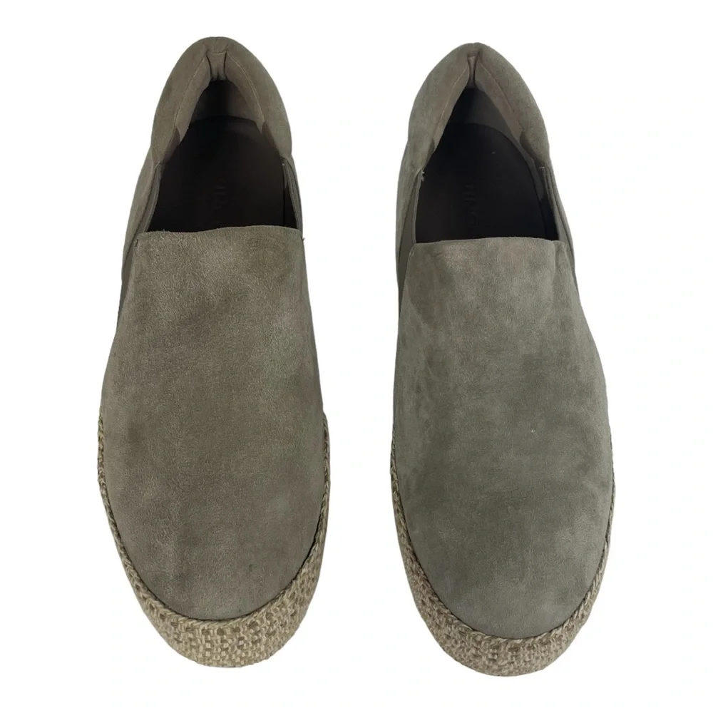 Vince Espadrille Platform‎ Slip-on Sneakers Gray Suede Size 7.5 / 37.5